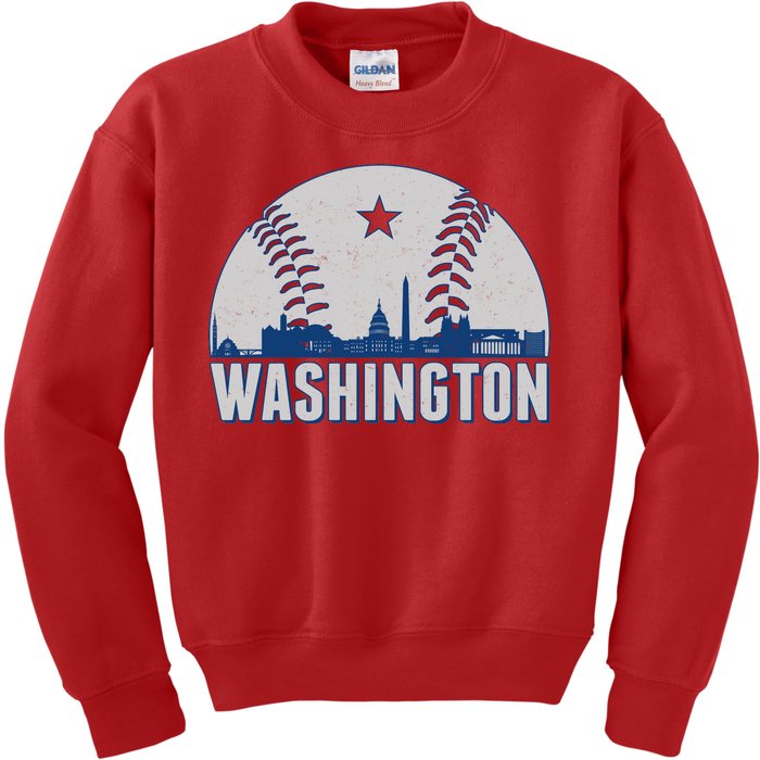 Washington DC Baseball Skyline Kids Sweatshirt