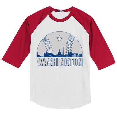 Washington DC Baseball Skyline Kids Colorblock Raglan Jersey