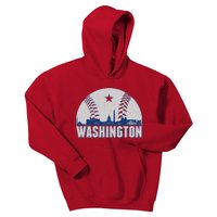 Washington DC Baseball Skyline Kids Hoodie