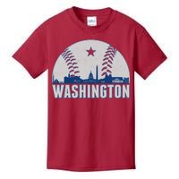 Washington DC Baseball Skyline Kids T-Shirt