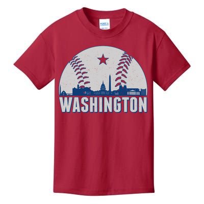 Washington DC Baseball Skyline Kids T-Shirt