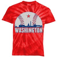 Washington DC Baseball Skyline Kids Tie-Dye T-Shirt