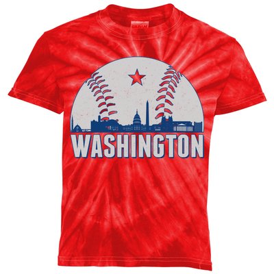 Washington DC Baseball Skyline Kids Tie-Dye T-Shirt