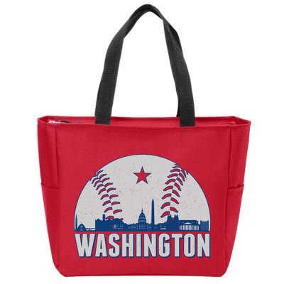 Washington DC Baseball Skyline Zip Tote Bag