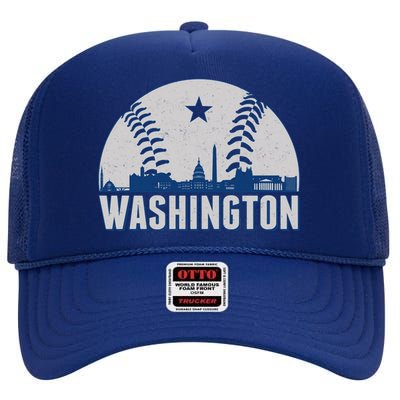 Washington DC Baseball Skyline High Crown Mesh Back Trucker Hat