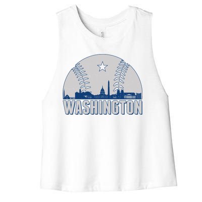 Washington DC Baseball Skyline Women's Racerback Cropped Tank