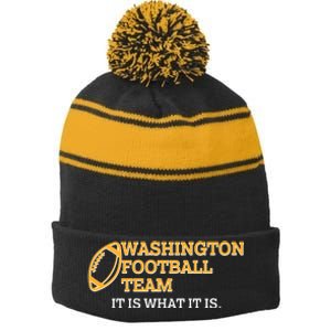 Washington Football Team It Is What It Is Stripe Pom Pom Beanie