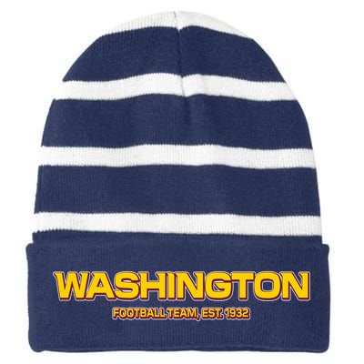 Washington Football Team Logo Striped Beanie with Solid Band