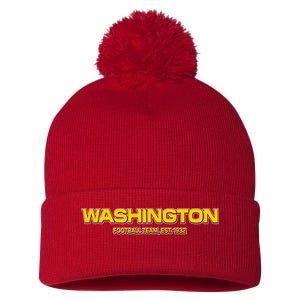 Washington Football Team Logo Pom Pom 12in Knit Beanie