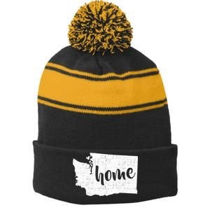 Washington Home State Stripe Pom Pom Beanie