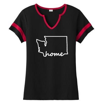 Washington Home State Map Ladies Halftime Notch Neck Tee