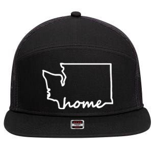 Washington Home State Map 7 Panel Mesh Trucker Snapback Hat