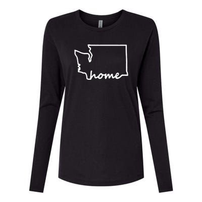 Washington Home State Map Womens Cotton Relaxed Long Sleeve T-Shirt