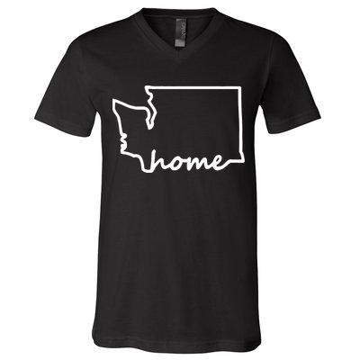 Washington Home State Map V-Neck T-Shirt