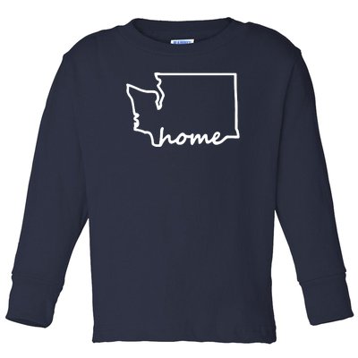 Washington Home State Map Toddler Long Sleeve Shirt