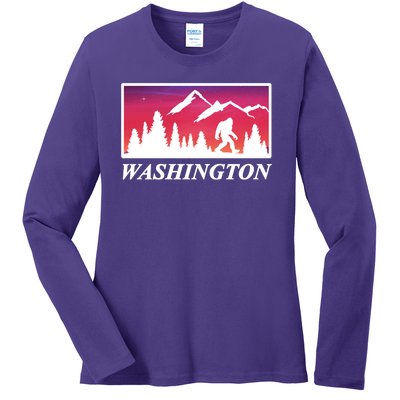 Washington Pacific Northwest Big Foot Ladies Long Sleeve Shirt