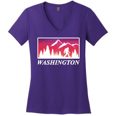 Washington Pacific Northwest Big Foot Women's V-Neck T-Shirt