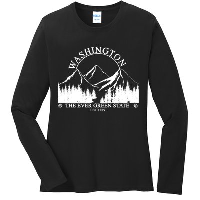 Washington The Ever Green State Ladies Long Sleeve Shirt