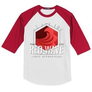 We Are The Red Wave Trump 2024 Vote Republican Kids Colorblock Raglan Jersey