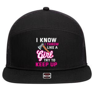 Womens Axe Throwing Quote For Your Axe Throwing Girlfriend 7 Panel Mesh Trucker Snapback Hat