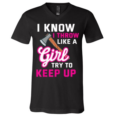 Womens Axe Throwing Quote For Your Axe Throwing Girlfriend V-Neck T-Shirt