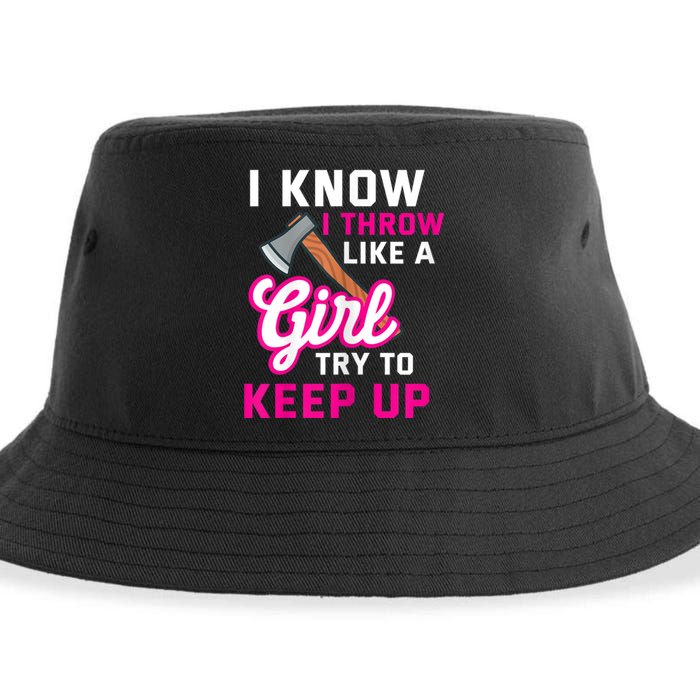 Womens Axe Throwing Quote For Your Axe Throwing Girlfriend Sustainable Bucket Hat