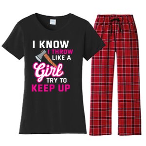 Womens Axe Throwing Quote For Your Axe Throwing Girlfriend Women's Flannel Pajama Set