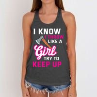 Womens Axe Throwing Quote For Your Axe Throwing Girlfriend Women's Knotted Racerback Tank