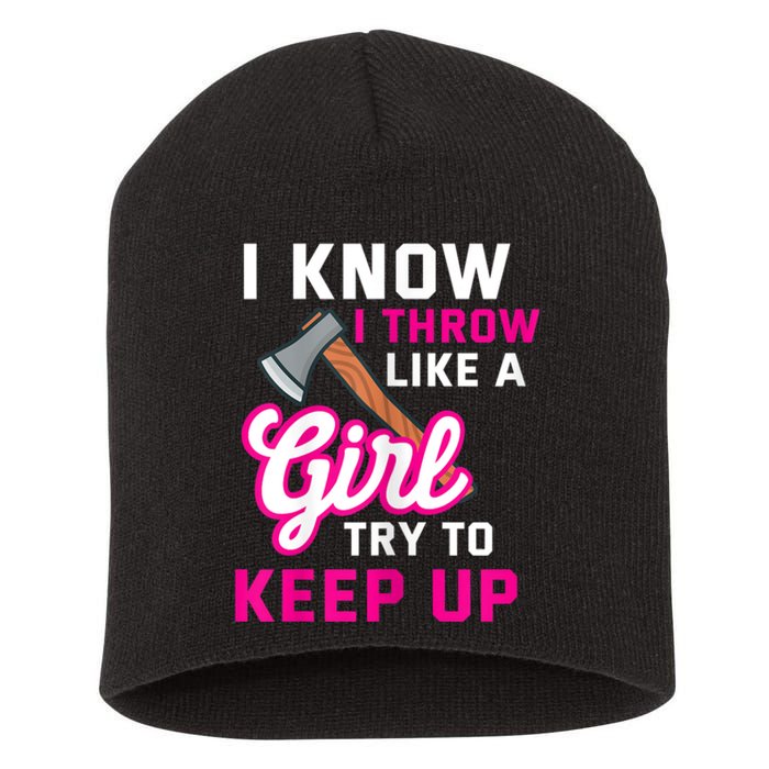 Womens Axe Throwing Quote For Your Axe Throwing Girlfriend Short Acrylic Beanie