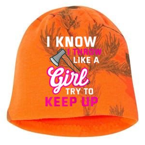 Womens Axe Throwing Quote For Your Axe Throwing Girlfriend Kati - Camo Knit Beanie