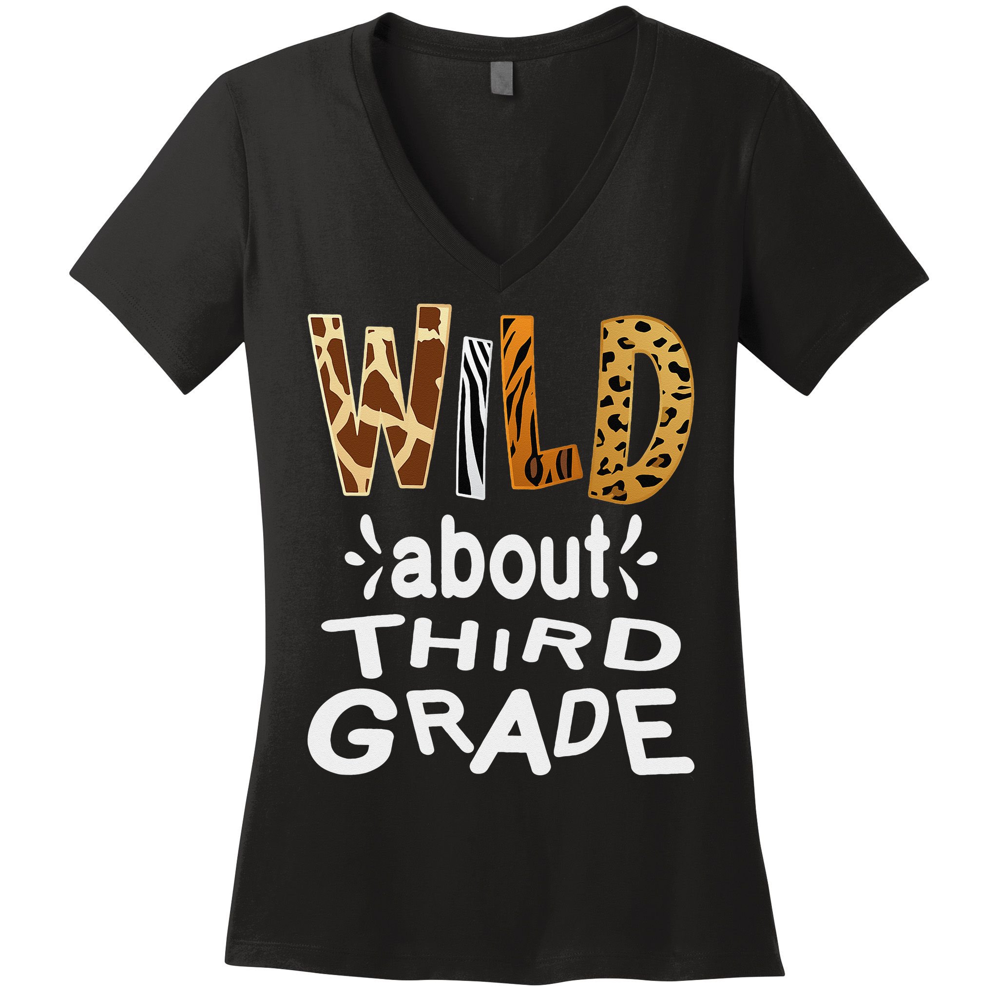 Wild about Third Grade Teacher Student First Day Of School Women's V-Neck T-Shirt