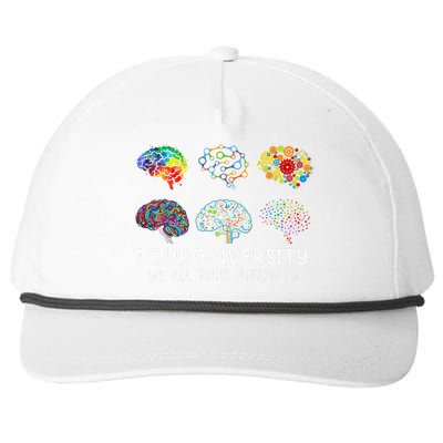 We All Think Differently Brain Autism Neurodiversity Snapback Five-Panel Rope Hat