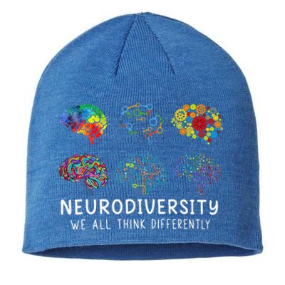 We All Think Differently Brain Autism Neurodiversity Sustainable Beanie