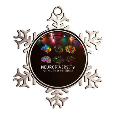 We All Think Differently Brain Autism Neurodiversity Metallic Star Ornament