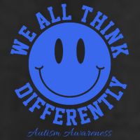 We All Think Differently Autism Awareness Smile Face 7 Panel Mesh Trucker Snapback Hat