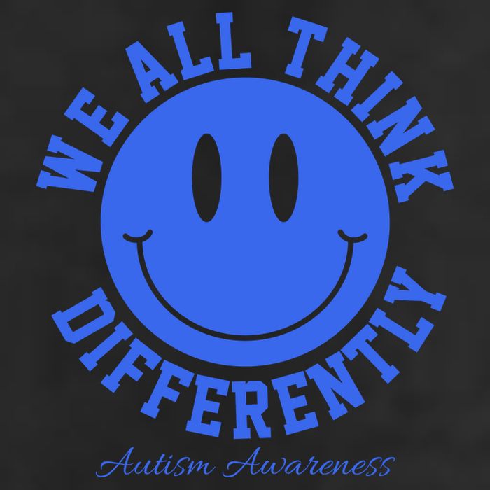 We All Think Differently Autism Awareness Smile Face 7 Panel Mesh Trucker Snapback Hat