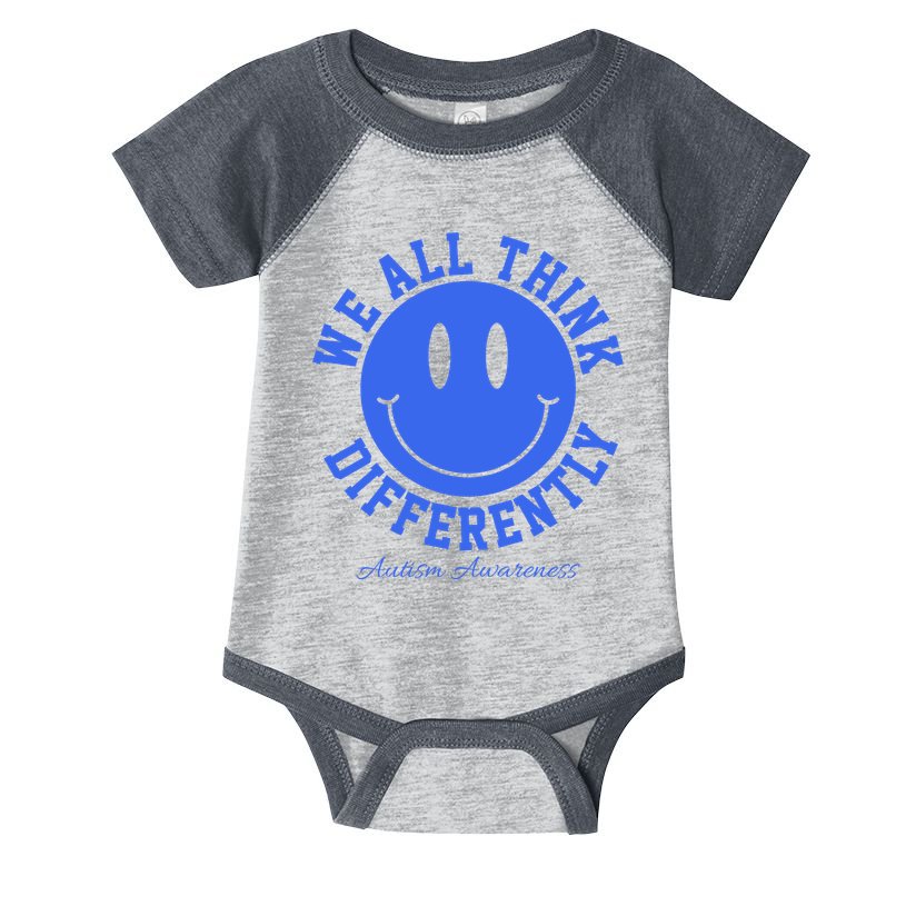 We All Think Differently Autism Awareness Smile Face Infant Baby Jersey Bodysuit