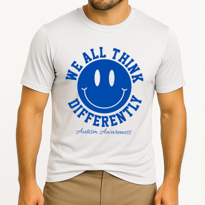 We All Think Differently Autism Awareness Smile Face Performance Shirt