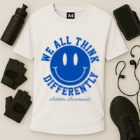 We All Think Differently Autism Awareness Smile Face Performance Shirt