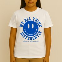 We All Think Differently Autism Awareness Smile Face T-Shirt