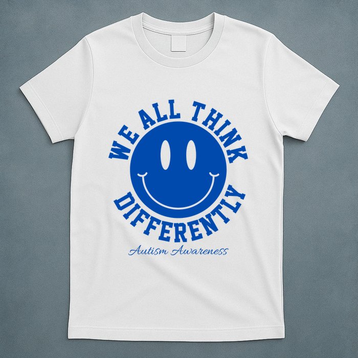 We All Think Differently Autism Awareness Smile Face T-Shirt