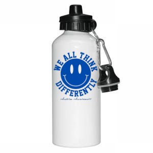 We All Think Differently Autism Awareness Smile Face Aluminum Water Bottle