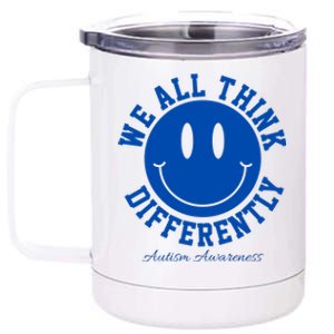 We All Think Differently Autism Awareness Smile Face 12 oz Stainless Steel Tumbler Cup