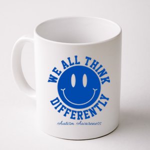 We All Think Differently Autism Awareness Smile Face Coffee Mug