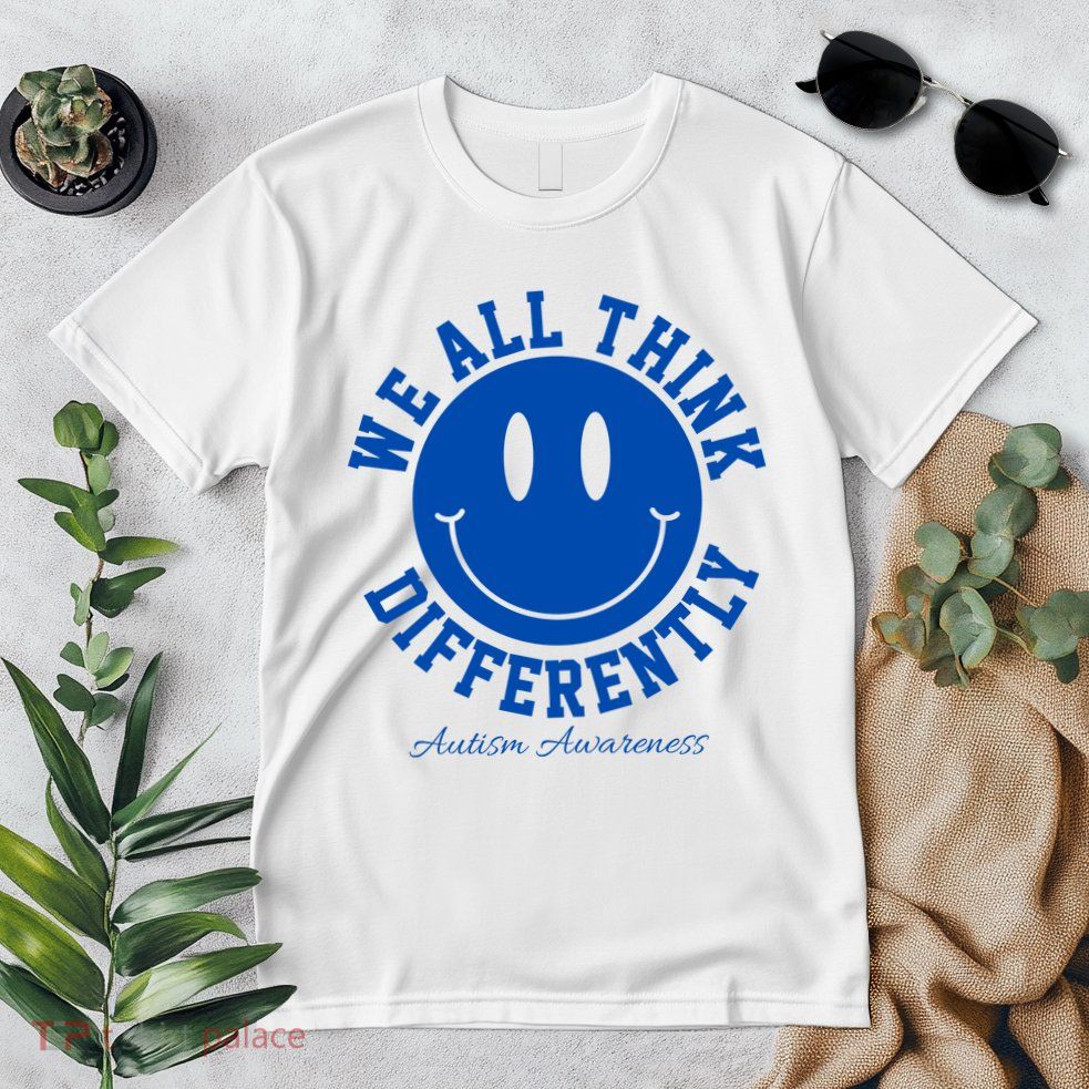 We All Think Differently Autism Awareness Smile Face Premium T-Shirt