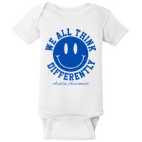 We All Think Differently Autism Awareness Smile Face Baby Bodysuit
