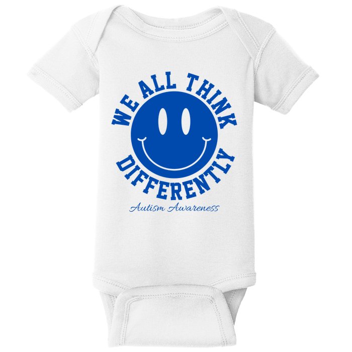 We All Think Differently Autism Awareness Smile Face Baby Bodysuit