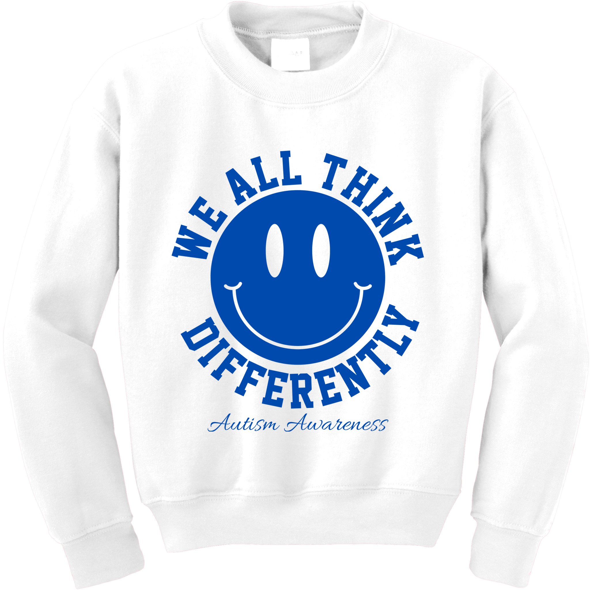 We All Think Differently Autism Awareness Smile Face Kids Sweatshirt
