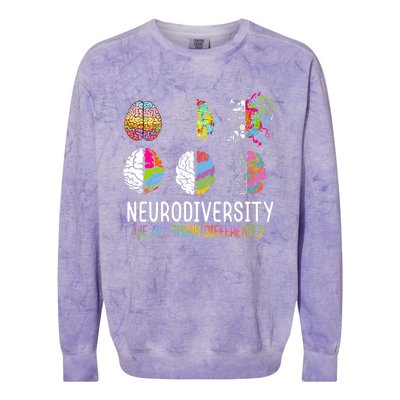 We All Think Differently Neurodiversity Autism Colorblast Crewneck Sweatshirt