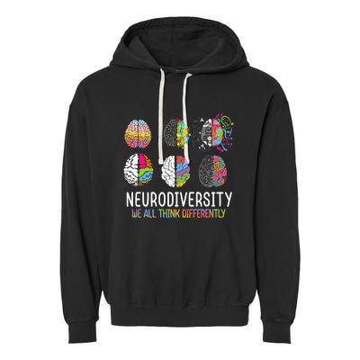 We All Think Differently Neurodiversity Autism Garment-Dyed Fleece Hoodie